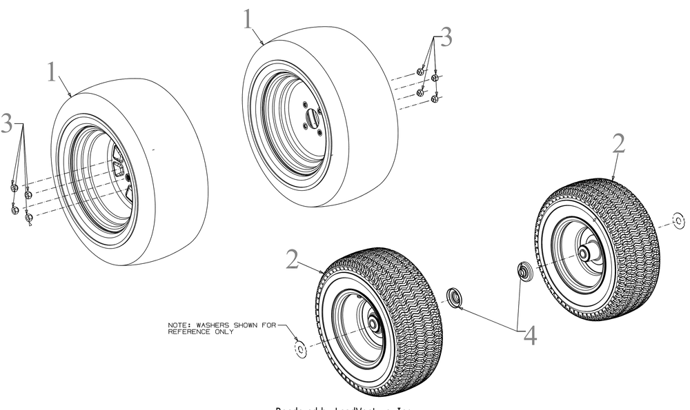 Wheels Diagram and Parts List for XT2-GX54DKH (14AQA6TMA10)(2022) Cub Cadet Lawn Tractor